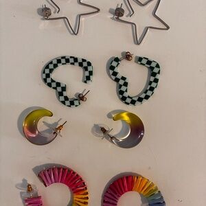 Pack of 4 Assorted Fun Hoop Earrings